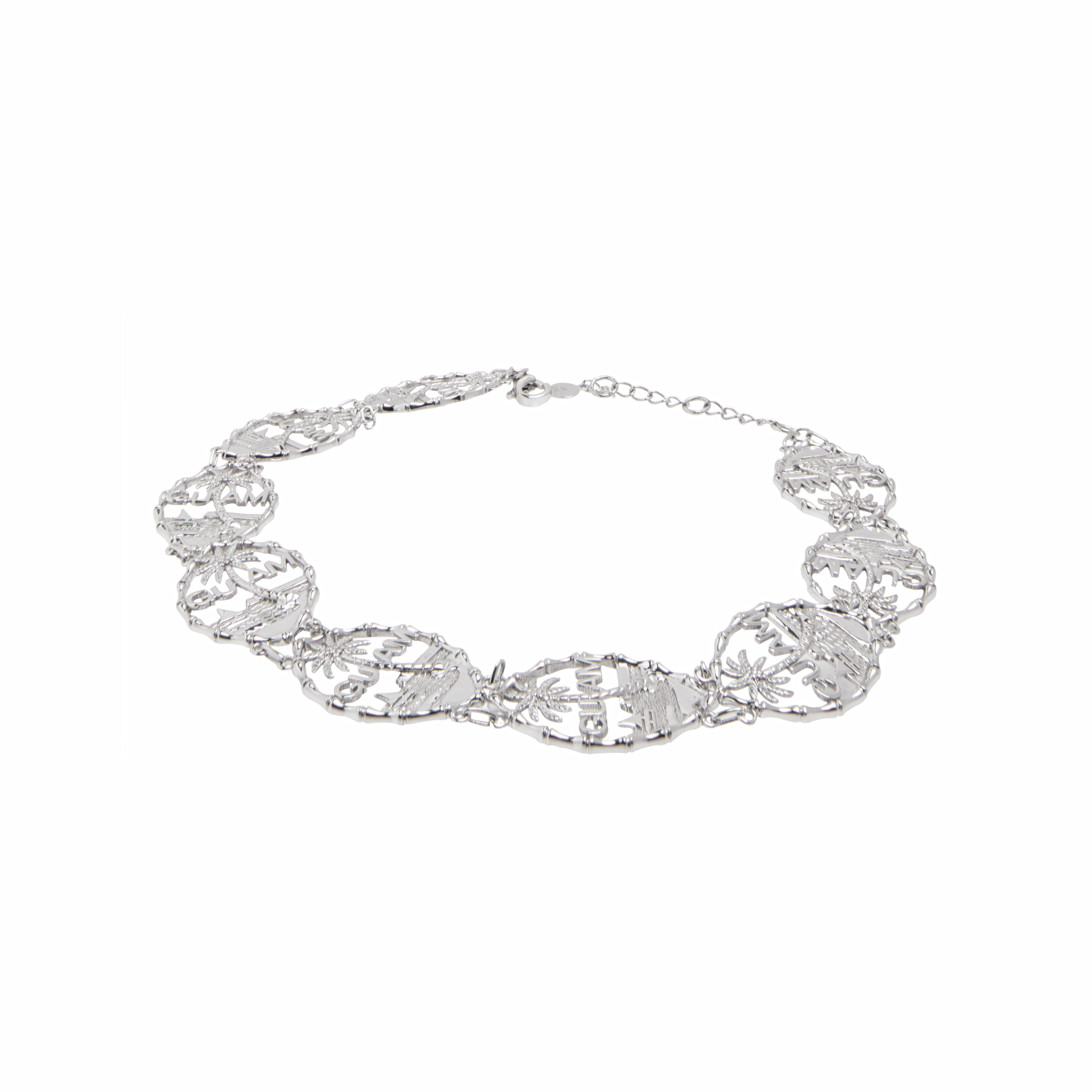 【美品】Vince jewelry Guam 14K プルメリアブレスレット Silver Guam Seal Linked Bracelet | Adjustable | 8