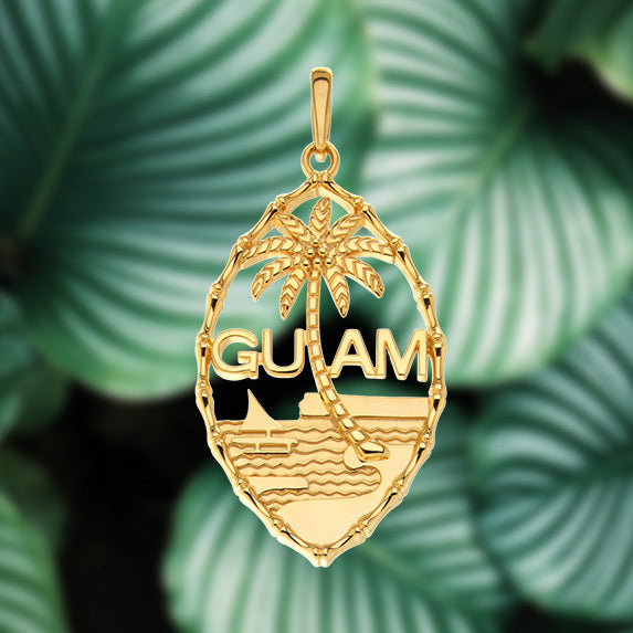 Handcrafted Guam and Chamorro pendants in solid white & yellow
