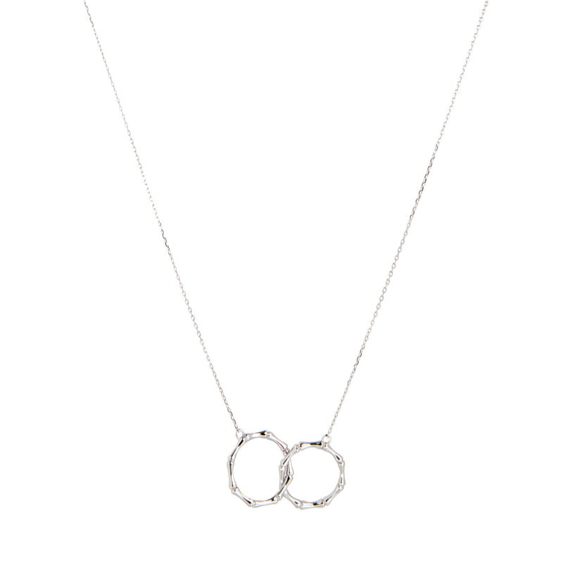 Silver Intertwined Bamboo Hoop Infinity Necklace
