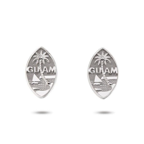 14K White Gold Filled Guam Seal Stud Earrings