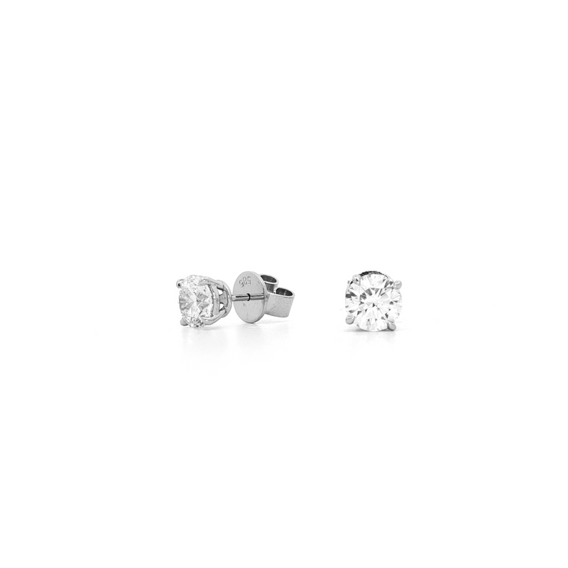 14K White Gold Lab Grown 1.00 ct. Round Diamond Solitaire Earrings