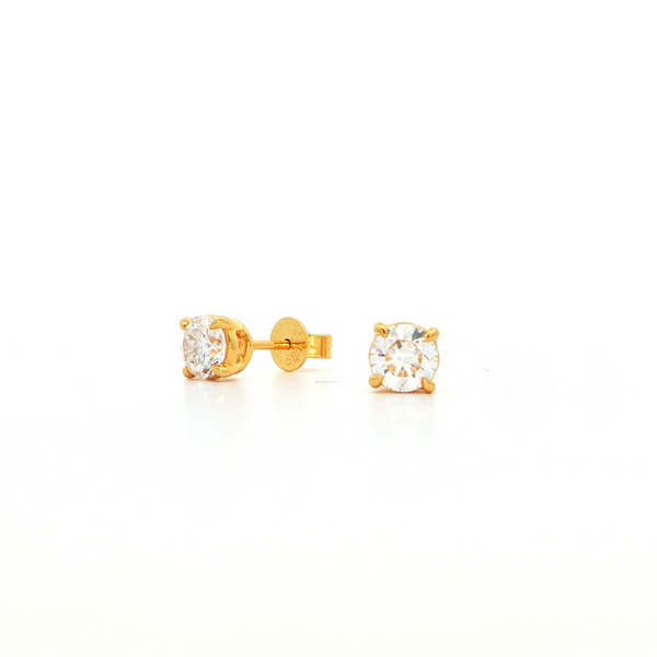 14K Yellow Gold Lab Grown 1.00 ct. Round Diamond Solitaire Earrings