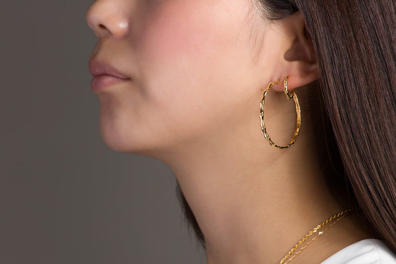 Yellow Gold Bamboo Hoop Earrings – Vince Jewelers