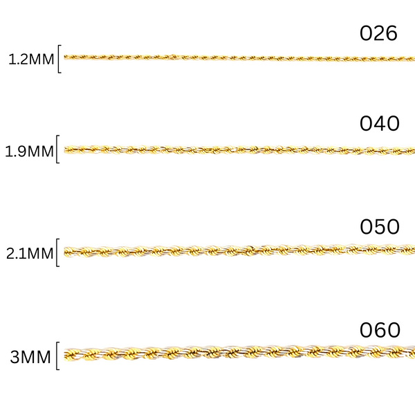 14K Yellow Gold Rope Chain