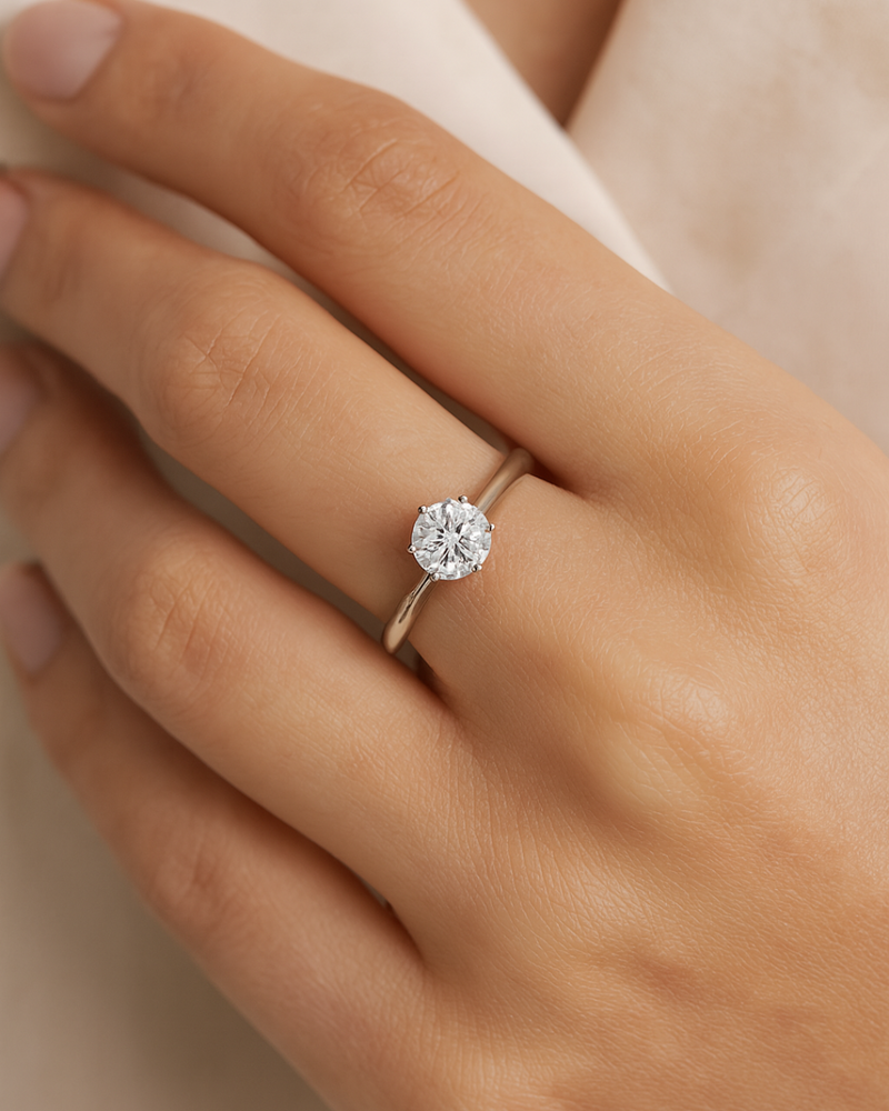 14K White Gold Lab Grown 1.01 ct. Round Diamond Solitaire Ring | IGI CERTIFIED