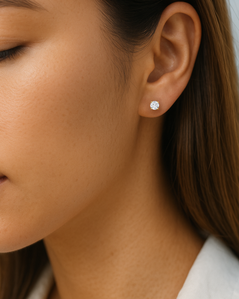 14K Yellow Gold Lab Grown 1.00 ct. Round Diamond Solitaire Earrings