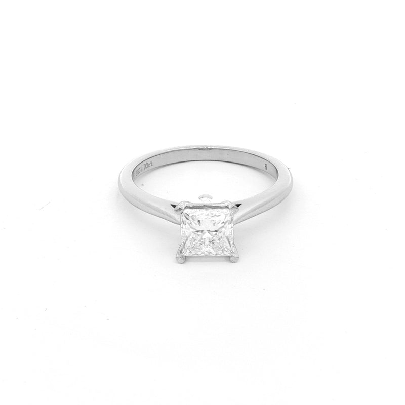 14K White Gold Lab Grown 1.03 ct. Princess Diamond Solitaire Ring | IGI CERTIFIED