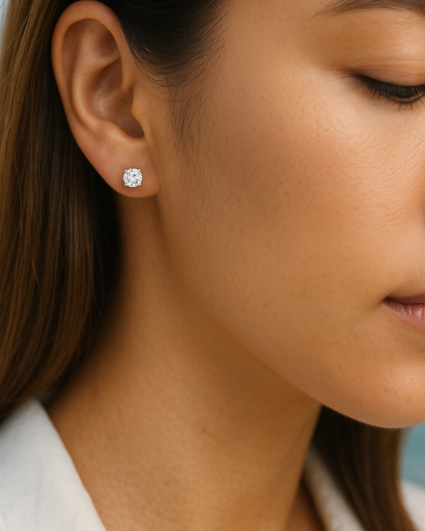14K White Gold Lab Grown 2.06 ct. Round Diamond Solitaire Earrings | IGI CERTIFIED