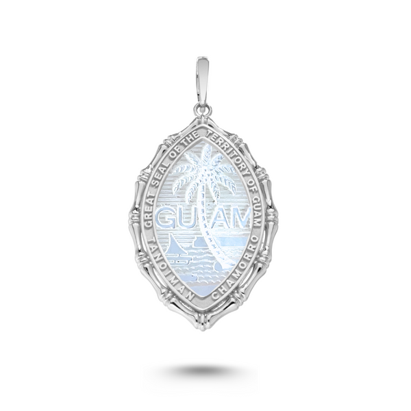 14K White Gold Mother of Pearl Territory Bamboo Pendant
