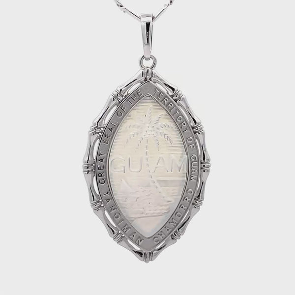 14K White Gold Mother of Pearl Territory Bamboo Pendant