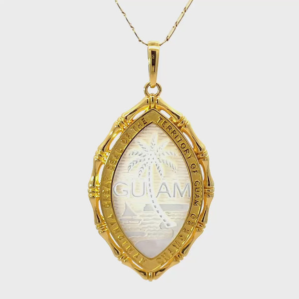 14K Yellow Gold Mother of Pearl Territory Bamboo Pendant