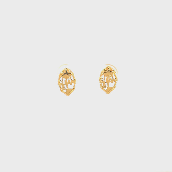 14K Yellow Gold Guam Seal Stud Earrings