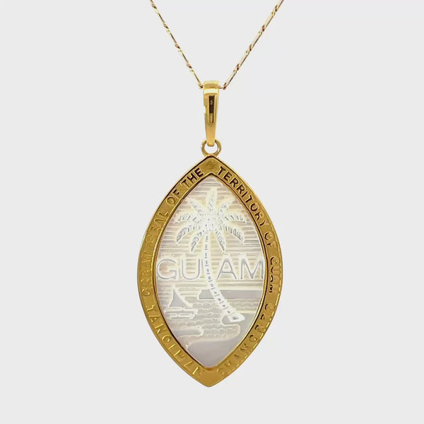 14K Yellow Gold Mother of Pearl Guam Seal Territory Pendant