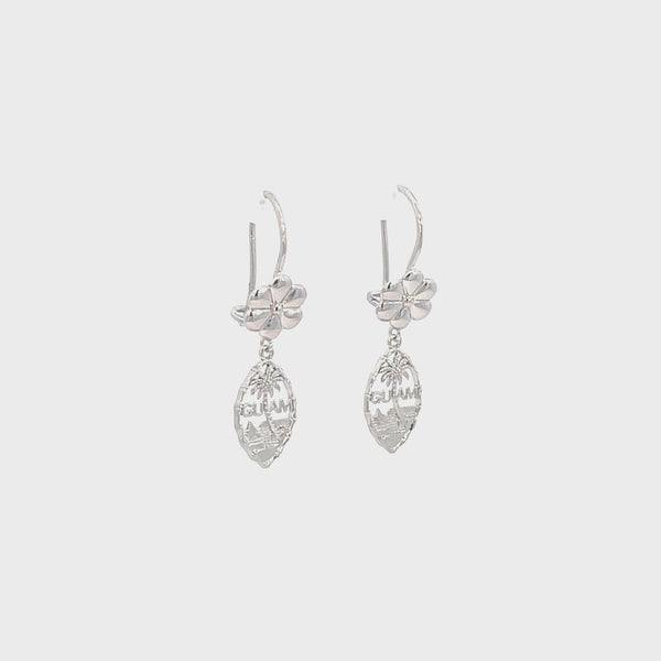 Silver Guam Seal Dangle Earring With Flower