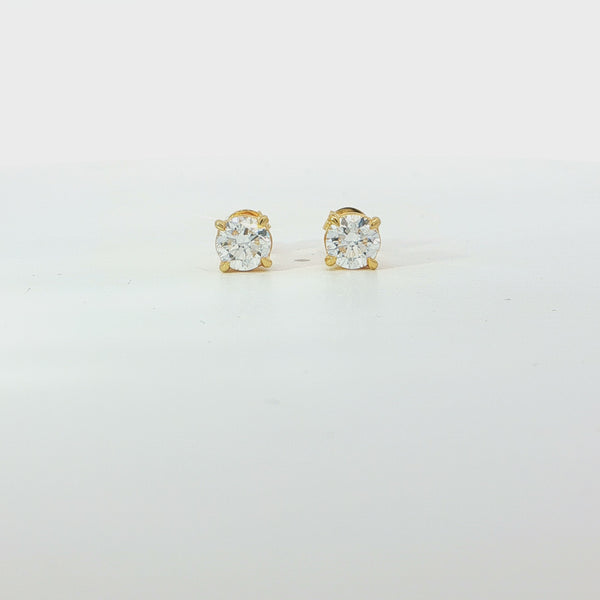 14K Yellow Gold Lab Grown 1.00 ct. Round Diamond Solitaire Earrings