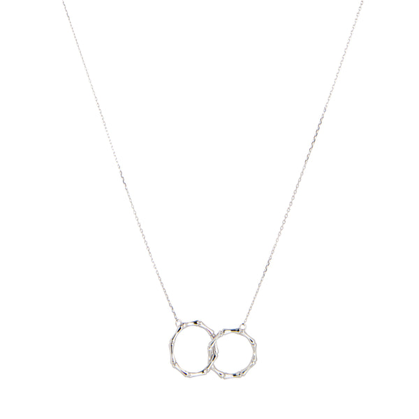 14K White Gold Intertwined Infinity Bamboo Hoop Infinity Necklace