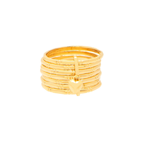 14K Yellow Gold 7-Day Bamboo Ring