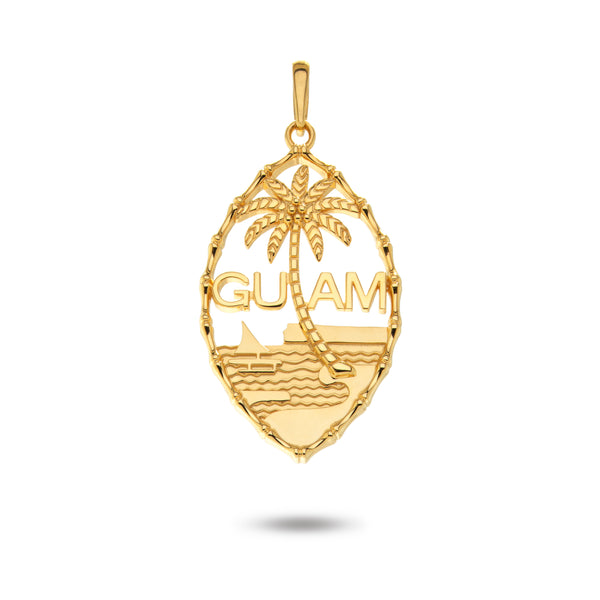 14K Yellow Gold Guam Seal Bamboo Pendant – Vince Jewelers