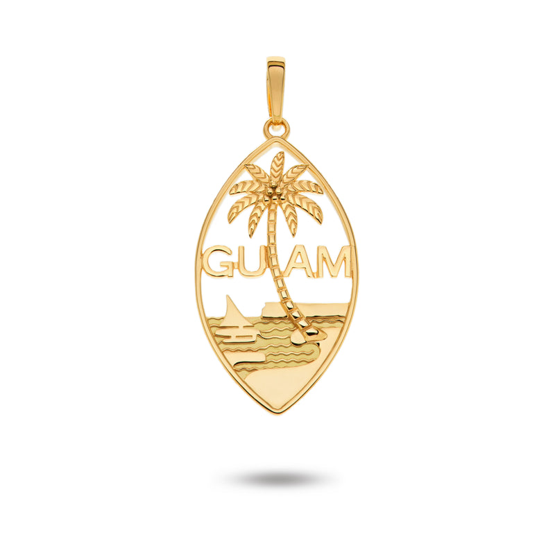 14K Yellow Gold Guam Seal Plain Pendant