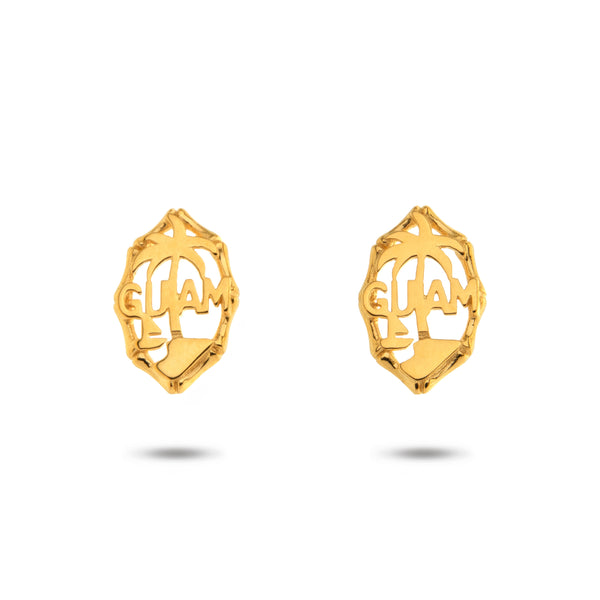 14K Yellow Gold Guam Seal Stud Earrings
