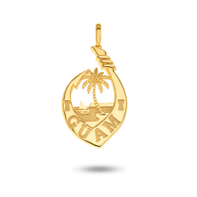 14K Yellow Gold Guam Seal Fish Hook Pendant – Vince Jewelers