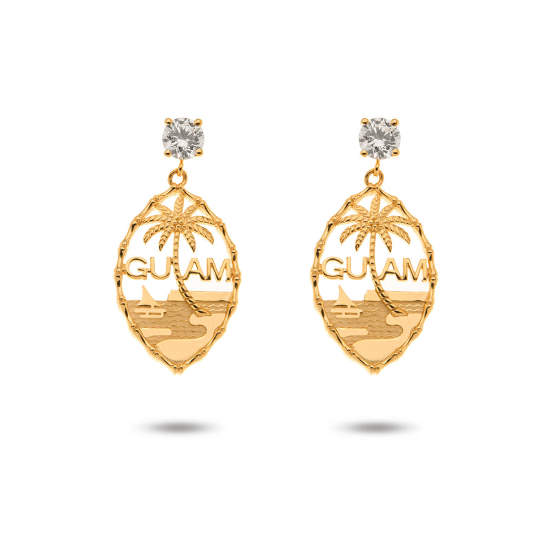 14K Yellow Guam Seal Dangle Earrings