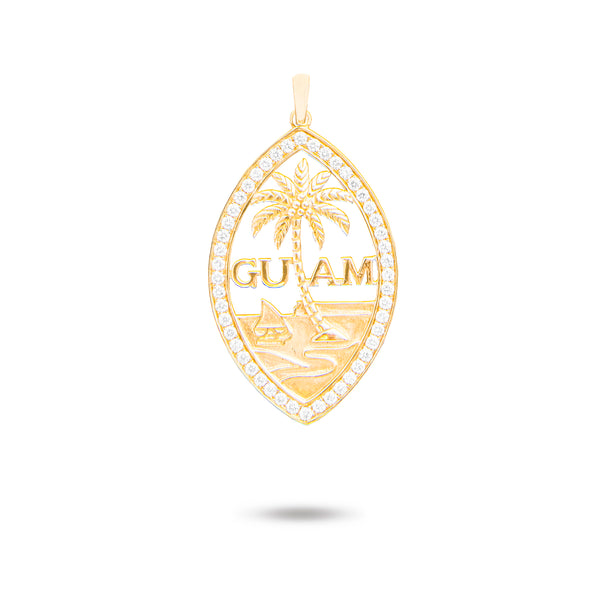 14K Yellow Gold Diamond Guam Seal Pendant