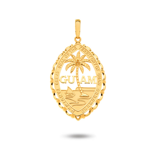 14K Yellow Gold Guam Seal Territory Wave Pendant – Vince Jewelers