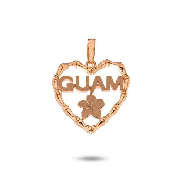 14K Rose Gold Guam Bamboo Heart Pendant