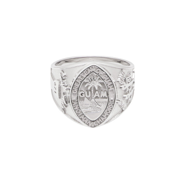 14K White Gold Men's Guam Seal Ring