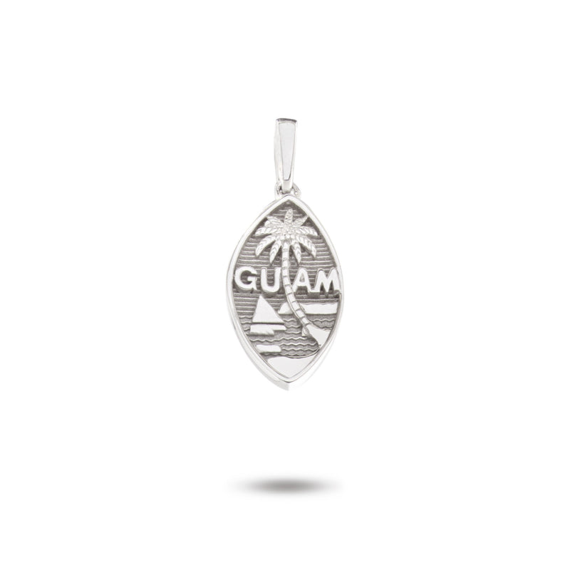 14K White Gold Guam Seal Solid Pendant