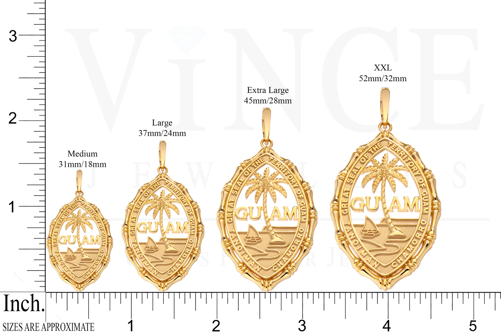 14K Yellow Gold Guam Seal Territory Bamboo Pendant – Vince Jewelers